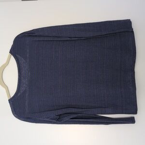 Eileen Fisher Striped Blue and Gray Linen Top